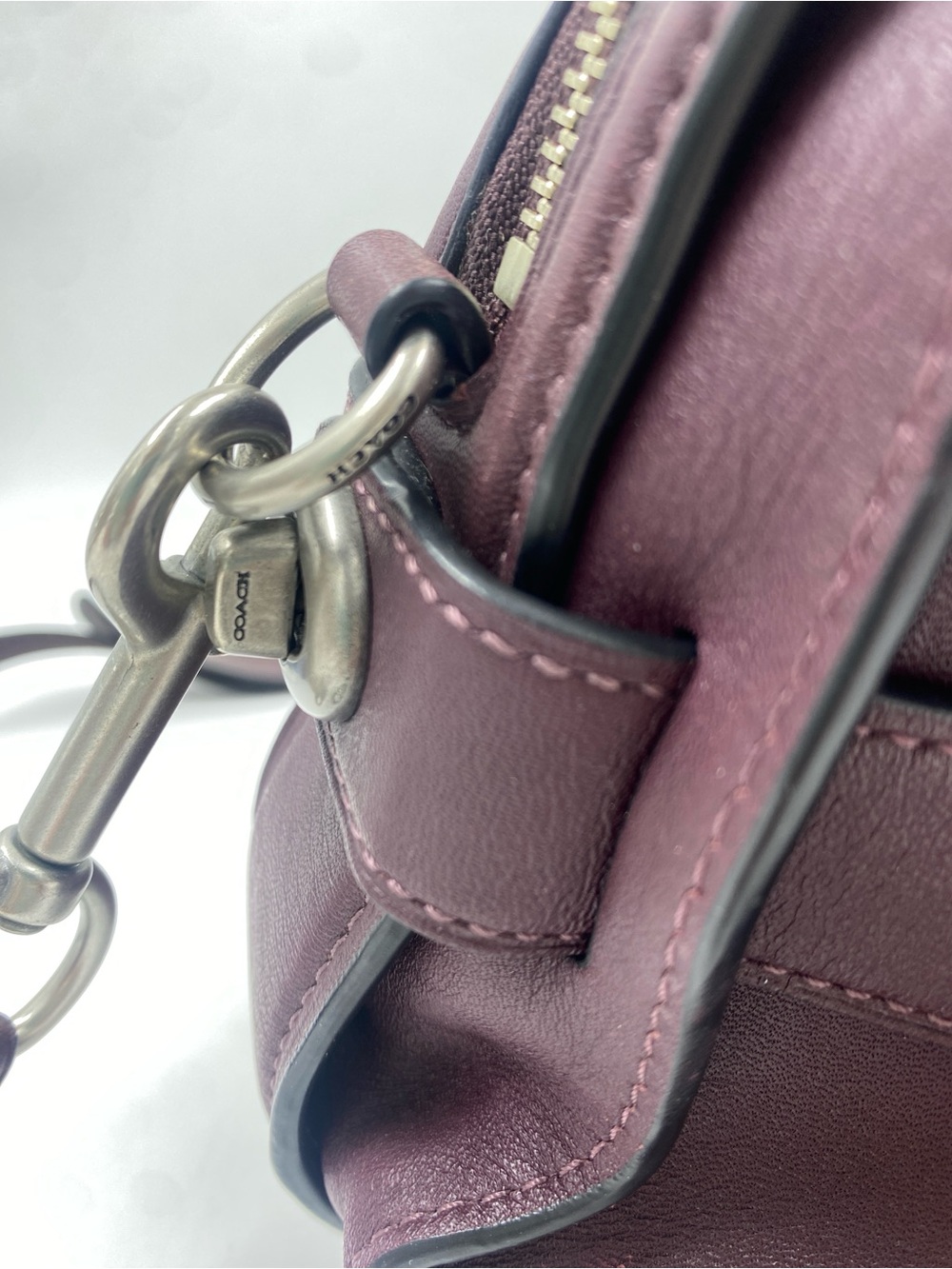 Coach Ace Glovetanned Leather Satchel Oxblood Maroon Purse Shoulder Handbag - Picture 5 of 14